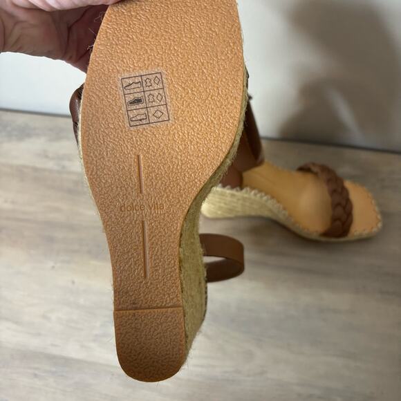 NWOT Dolce Vita Nilton Espadrille Wedge Heels Natural Leather Brown Tan Size 9 - Picture 8 of 10